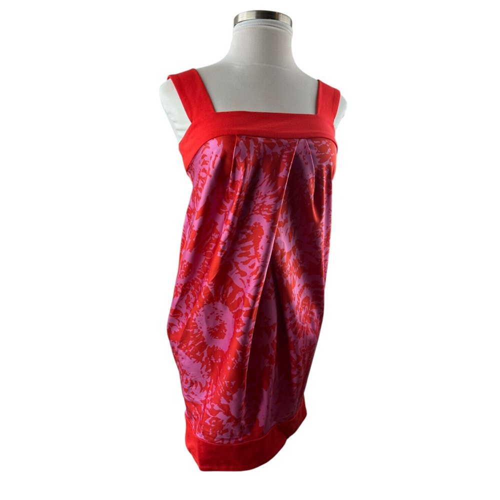 Diane von Furstenberg Silk Blend Pleated Mini Dress Y2K Red & Pink DVF Size 10 - Picture 5 of 13